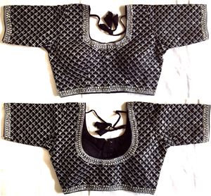 Chemisier moderne à col en O pour femmes Design tissé à la mode Brodé Patchwork Paillettes Fil Feuille Bouton Décoration Mariages - Product Image 4