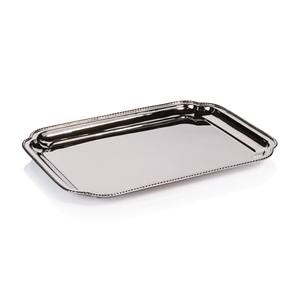 Plateau de service carré en acier inoxydable plaqué argent de luxe, écologique, lavable au lave-vaisselle, sans danger pour les aliments, pour hôtel, restaurant - Product Image 1