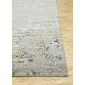 Alfombra Kavi Gris y Negra, Tejida a Mano con Lana, Bambú y Seda, Diseño Abstracto, Pelo Largo, para Decoración del Hogar, Sala de Estar, Pasillo, Modelo Srb(723) - Product Image 4