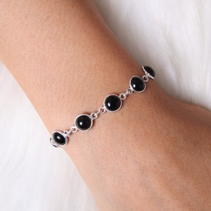 Pulsera de ónix negro con piedras preciosas hechas a mano de Plata de Ley 925, joyería clásica sólida 925, regalo de boda de la mejor calidad, joyería de estilo bohemio - Product Image 4