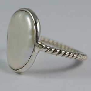 Handmade 925 Sterling <b>Silver</b> Coin Pearl <b>Ring</b> Freshwater <b>Statement</b> Promise Jewelry Gift for Her Anniversary - Product Image 6