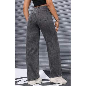 Jean en denim gris vintage de luxe, style streetwear, écologique, coupe ample, taille haute, extensible et doux, pour femme, tendance - Product Image 5