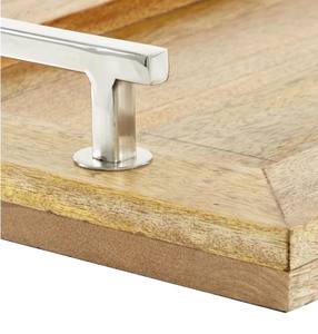 Plateau en bois moderne nickelé poignée en acier conception Portable multifonction à un niveau pour salon cuisine poli - Product Image 2