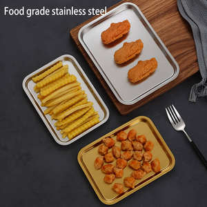 Plateau en acier inoxydable pour servir des collations, pour la maison, l'hôtel, le restaurant, le café, le bar, présentoir alimentaire, stockage, durable, usage commercial quotidien, XL - Product Image 4