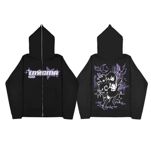 Sudadera con capucha y cremallera completa de estilo urbano, diseño personalizado OEM, con cremallera exterior en la capucha. - Product Image 5