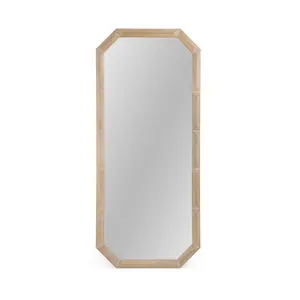 Penjualan paling laris Cermin ukuran penuh Modern persegi panjang coklat besar panjang kayu solid Nordik dengan dudukan untuk toko pakaian rumah