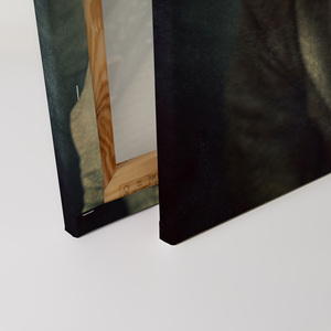 ภาพผ้าใบสำหรับตกแต่งบ้านทำจากเยอรมันภาพติดผนังรูปหมาสไตล์สตีมพังก์สีเบจและสีเทาบนกรอบเปล - Product Image 4