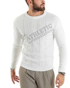 <b>White</b> Color Custom <b>Long</b> <b>Sleeve</b> Crewneck Winter Wear Casual Blank <b>Top</b> Quality Cheap Price Wholesale Breathable Wool Men Sweaters - Product Image 1