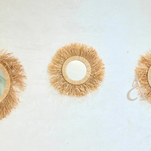 Handmade Bohemian Design <b>Round</b> <b>Rattan</b> <b>Mirror</b> Eco-Friendly Durable Handcrafted with Easy Installation in Marrakech Souks Sables - Product Image 2