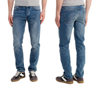 Jeans en denim pour hommes sur mesure, style vintage urbain, taille mi-haute, délavé, imprimé, coupe droite, écologique, été, vente en gros