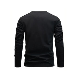 T-shirts à manches longues 100 % coton personnalisés, designs sur mesure, t-shirts de fitness en coton uni à manches longues pour hommes - Product Image 2