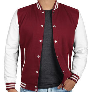 Chaqueta universitaria con logotipo personalizado y mangas de cuero y bordado, chaqueta de estilo Letterman de béisbol universitario negro para hombres y mujeres - Product Image 1