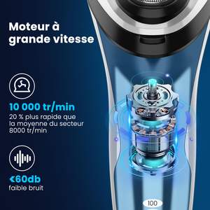 Afeitadora Eléctrica Recargable para Hombre, Afeitadora en Seco y Húmedo con Cabezales Giratorios y Pantalla LED, Recortadora de Barba Impermeable IPX7 para Uso Facial - Product Image 4