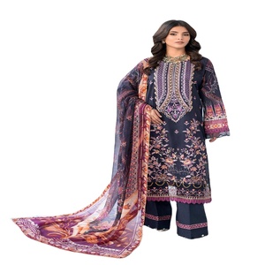 RAMSHA Luxury Lawn Collection Unstitched Pakistan <b>Indian</b> Shalwar Kameez Suits Heavy Embroidery Cotton <b>Fabric</b> Women Loose Fit - Product Image 1
