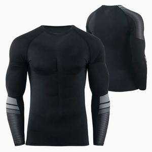 Chemise de gymnastique pour hommes imprimée sur mesure chemise de compression vierge de sport à séchage rapide chemise de compression de musculation musculaire - Product Image 1