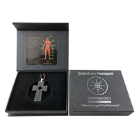 Pendentif en pierre de lave noire à technologie quantique japonaise personnalisée Hoonni, croix d'amour avec cordon
