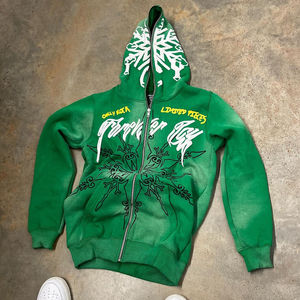 2025 Custom Hoodies Manufacturer 100% Cotton Heavy Weight Full Zip up Hoodie Puff Print Sweatshirts Full Face Zip Hoodie - Product Image 1