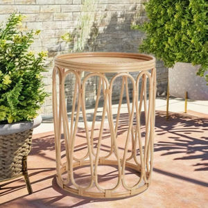 Table en rotin décorative robuste avec dessus lisse pour salons intérieurs et patios extérieurs - Product Image 3