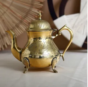 Bule de chá de cobre turco italiano cor níquel antiga
