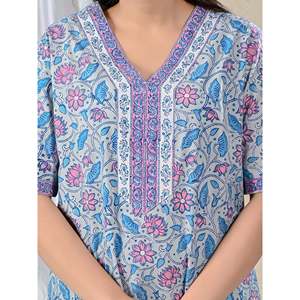 Camisón de Algodón Gris Cómodo para Mujer, Tejido de Popelina Suave, Cierre con Botones o Cordón, Talla XS, para Ropa de Dormir de Verano - Product Image 2