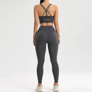 2024 New Yoga Set 2PCS Women Gym Long Sleeve Seamless Sportswear Workout Clothes High Waist Sports Leggings <b>Bra</b> Women - Product Image 6