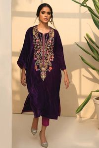 INDIAN/PAKISTANI HAND-ZARI EMBROIDERY WORK on STYLISH LONG KURTA WITH <b>PANT</b> DRESS WITH HEAVY DUPATTA for Party-wear/Wedding=2024 - Product Image 2