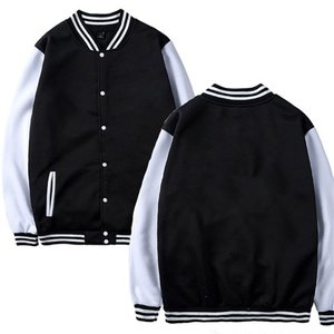 Varsity Jacket Zip Up Letterman Jacket Survêtement Printemps Automne Vêtements Rose Chaud - Product Image 1
