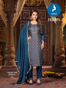 Recién llegado hermoso vestido de seda rusa Jacquard Kurti Pant & Dupatta con bordado Trabajo Mujer moda exportador para la venta - Product Image 2