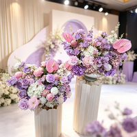 Boule de fleurs artificielles violettes mélangées, roses en soie, marguerites, arrangement floral, centre de table de mariage, décoration de fête à domicile