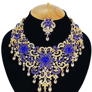 Conjunto de Joyas de Flores de Aleación con Circonita de Cristal Estilo Vintage, Collar, Pendientes, Tocado para Mujer, Compromiso, Boda, Aniversario, Fiesta - Product Image 2