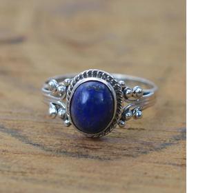 Blue <b>Lapis</b> <b>Lazuli</b> <b>Ring</b> 925 Sterling Silver Natural Gemstone Handmade Elegant Jewelry for Women - Product Image 1