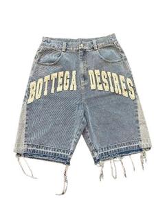 Shorts en jean pour hommes au design unique, couleurs de teintes claires, style streetwear, denim moyen délavé, prix abordable - Product Image 5