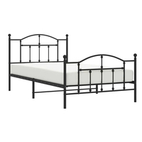 Cadre de lit métallique moderne avec tête et pied de lit classiques, construction en acier durable, rangement supplémentaire réglable pour chambre et villa