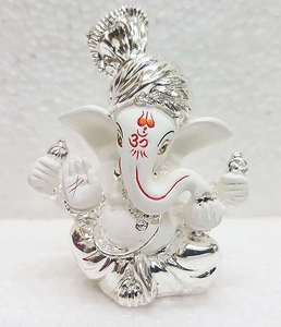 Arte Religioso Decorativo de Acero Inoxidable Hecho a Mano, Plateado, de 3.5 Pulgadas, con Diseño del Dios Ganesha, Ganesh, Ganpati, para Bodas y Diwali - Product Image 5