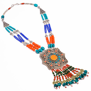 Collar Bohemio de Plata Tibetana al por Mayor, Joyería Vintage para Boda, Compromiso, Aniversario, Fiesta y Regalo - Product Image 1