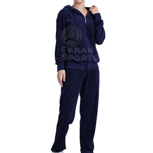 Survêtement en velours de qualité supérieure pour femmes motif solide vêtements d'hiver deux pièces avec manches longues Style décontracté concevoir votre propre - Product Image 2