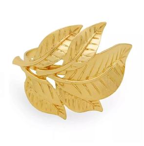 Anillo para servilletas con forma de hoja chapado en oro, soporte para servilletas, precio al por mayor - Product Image 1