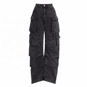Pantalones Vaqueros de Moda para Mujer, con Múltiples Bolsillos, Transpirables, Nuevo Modelo, Multicolores, Estilo Cargo, Holgados, Cintura Media, Venta al por Mayor - Product Image 1