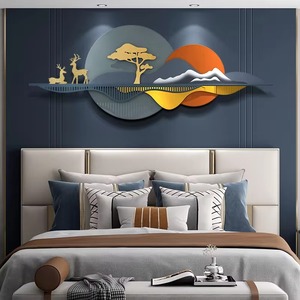 Arte de pared de hoja de Metal dorado de lujo, colgante de pared decorativo moderno de 3 piezas para sala de estar, dormitorio y decoración interior de pasillo - Product Image 3