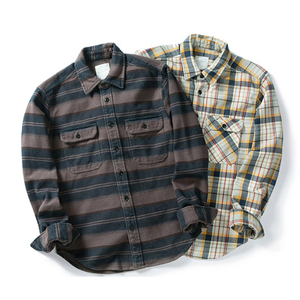 Camisa de franela para hombre con bolsillos en el pecho en color crema y azul para ropa informal y camisa protectora blindada Características - Product Image 1