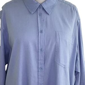 OEM azul puro algodón cuello camisa blusa tamaño manga larga mejor calidad al por mayor camisas para damas ODM - Product Image 4