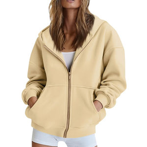 Chaqueta informal de manga larga con capucha de Color sólido para mujer, vestido diario de seda a la moda con cremallera cálida - Product Image 4