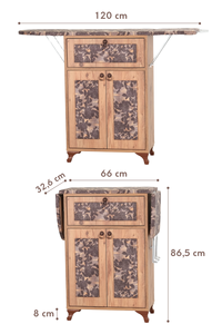 Planche à repasser pliante/armoire à repasser – Cadre en pin, motif floral marron - Product Image 4