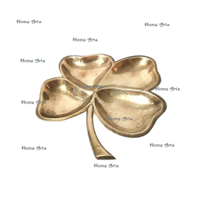 Juego de cinco platos de hojas de dátiles de diferentes tamaños, plato hecho a mano de aluminio dorado para servir frutas secas a bajo precio - Product Image 3
