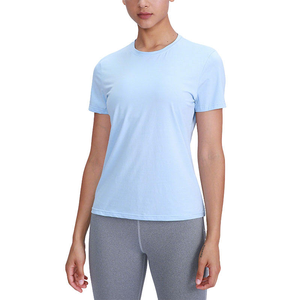 Femmes été Fitness haut Yoga à manches courtes t-shirt séchage rapide athlétique Gym col rond fabricant sport t-shirt pour les femmes - Product Image 5