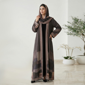 Premium Weightless Solid Kimono Two Piece Set Scarf <b>Long</b> Cardigan Outerwear Muslim Ladies Flowy <b>Dress</b> Plus Size Wedding Abaya - Product Image 3