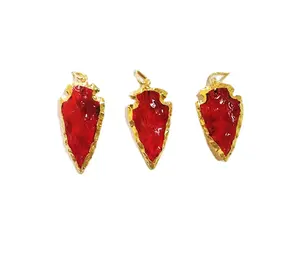 Colgantes de punta de flecha galvanizada de ónix rojo, venta al por mayor, collares de ágata de ajayra, cristales, exportación, India