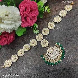 Sheeshphool-pendientes de boda con perlas para mujer y niña, joyería de color dorado, estilo tradicional, para boda,