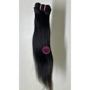 Extensions de cheveux humains lisses vierges Remy 100g, double trame machine, provenance Inde, donneur unique, noir naturel - Product Image 6