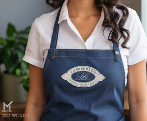 Tabliers de cuisine 100 pour cent coton polyester lin tissu durable imprimé taille personnalisée en gros pour la maison restaurant usage industriel - Product Image 5